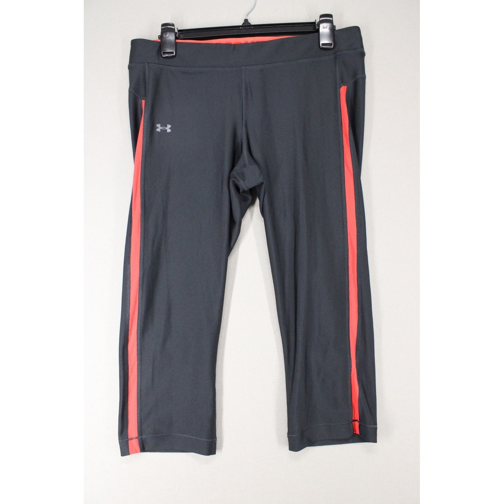 Under Armour HeatGear Capri Leggings Womens XL Gray Red Compression Athletic